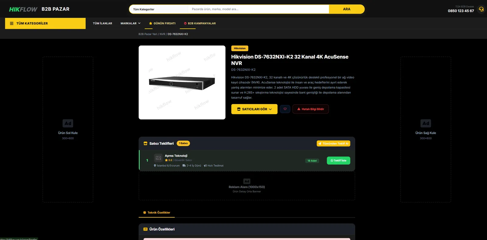 Ürün detayı — Hikvision DS-7632NXI-K2 32 kanal 4K AcuSense NVR