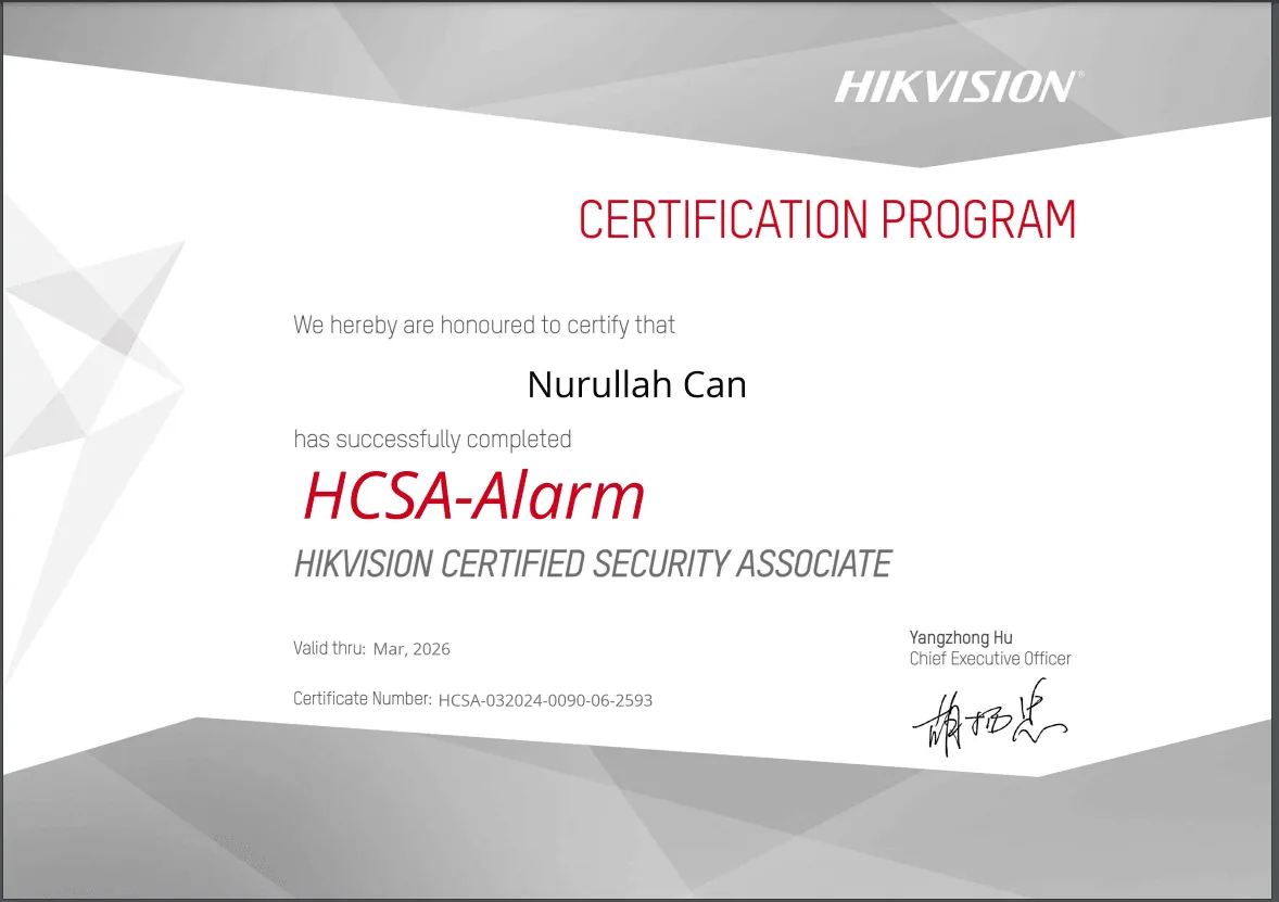 HCSA-Alarm sertifikası