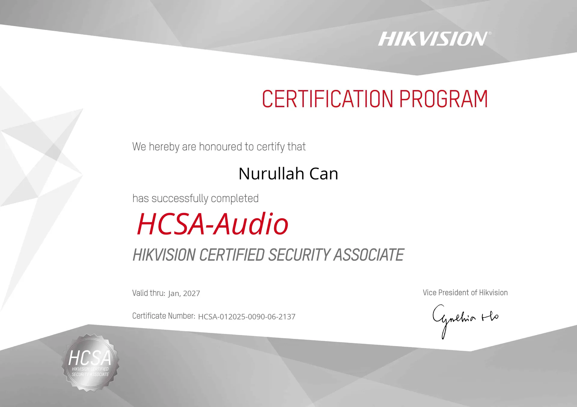 HCSA-Audio sertifikası