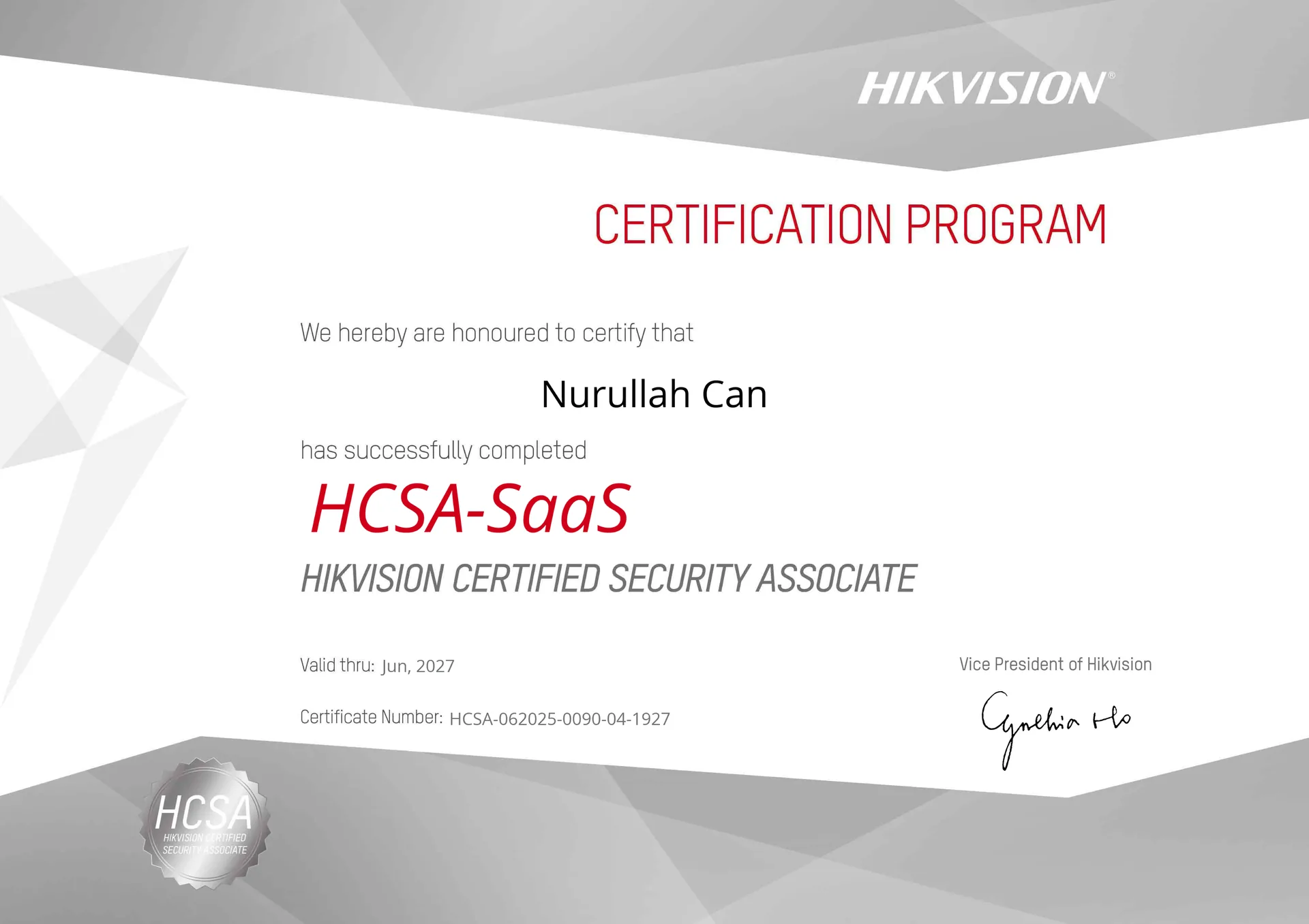 HCSA-SaaS sertifikası