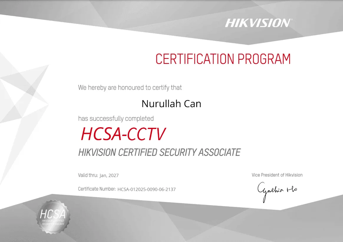 HCSA-CCTV sertifikası