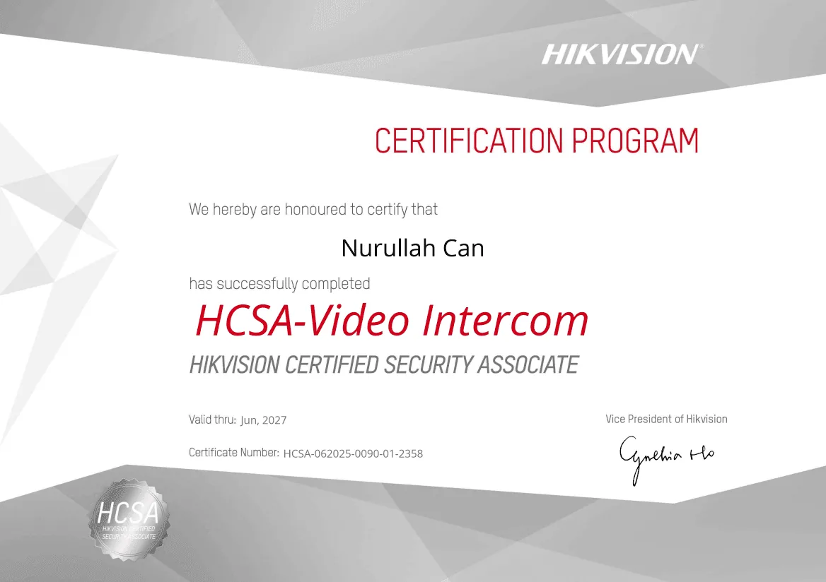 HCSA-Video Intercom sertifikası